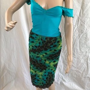 Guess 90s Vintage Peacock Print Skirt